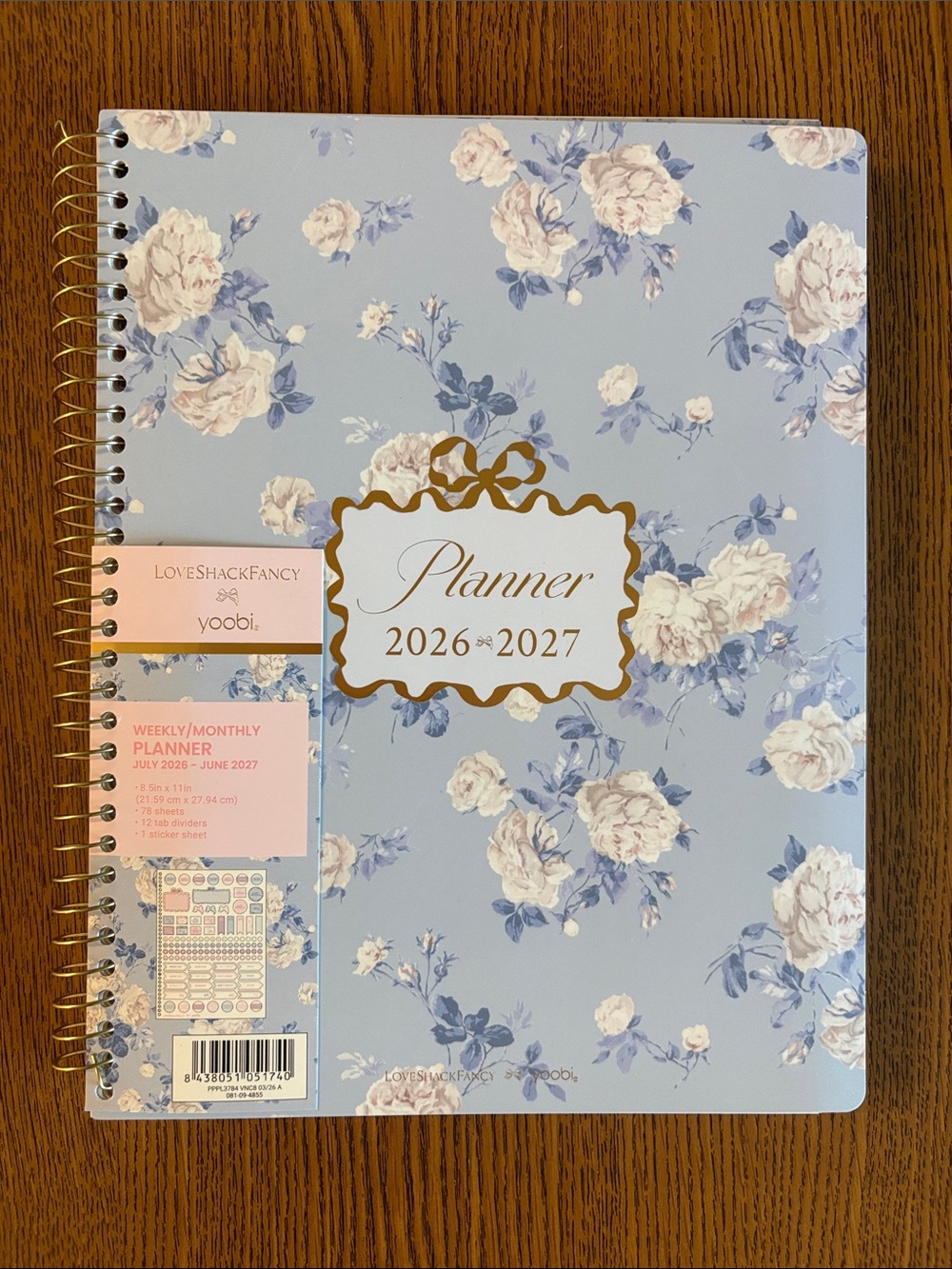LoveShackFancy Yoobi Blue Floral Planner 2026-2027